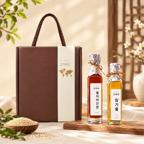 [고자미영농조합법인] 선물세트3(참기름 180ml +멸치어간장 250ml)